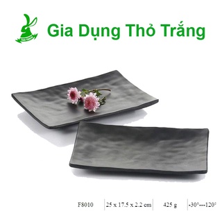Mua Dĩa Chữ Nhật Màu Đen Vân Đá Để Thịt Nướng BBQ Buffet 25*17.5*2cm F8010