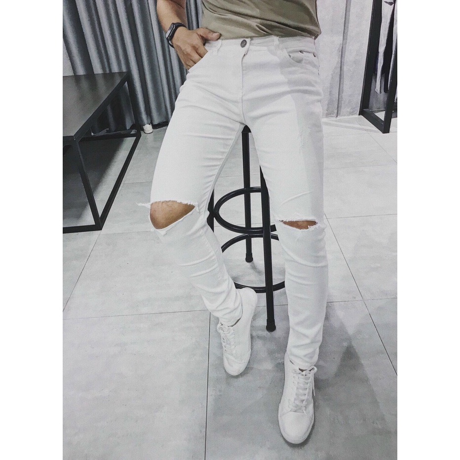 Quần jean nam màu Trắng chất demin cao cấp co dãn đẹp from dáng skinny mẫu mới thời trang cao cấp beautiulgilr t06