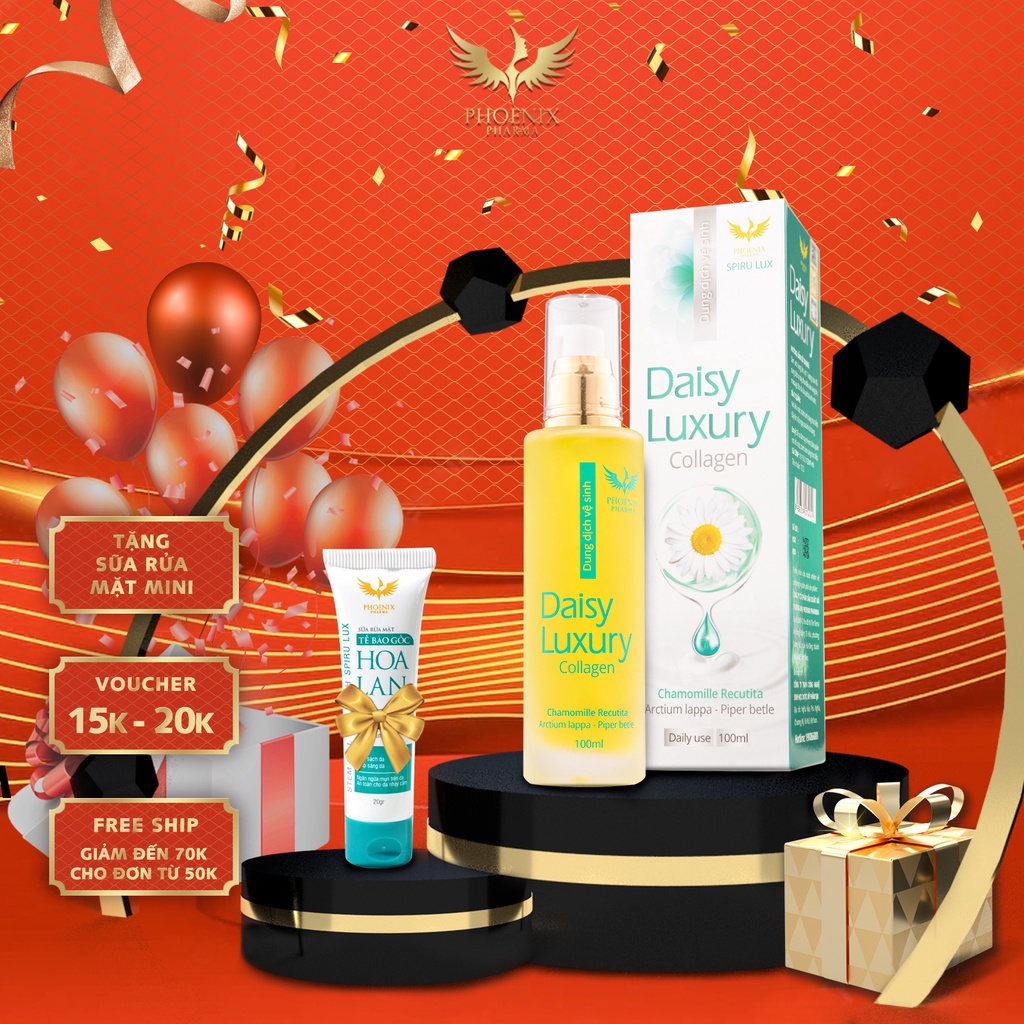 Dung dịch vệ sinh phụ nữ Phoenix Pharma, nước rửa phụ khoa vệ sinh vùng kín cho phụ nữ Daisy Luxury 100ml