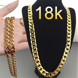 (Giao hàng trong ngày)Dây chuyền/vòng tay vàng 18K sang trọng cho nam và nữ