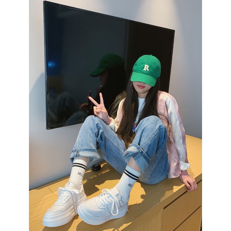 Giày thể thao nữ độn 4 cm full trắng Bum TTH319