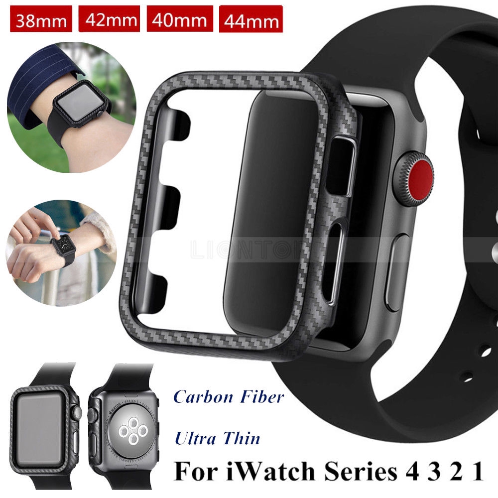 Vỏ bảo vệ bằng sợi cacbon cho đồng hồ thông minh Apple Watch Series 4 3 2 1 38mm / 40mm / 42mm / 44mm