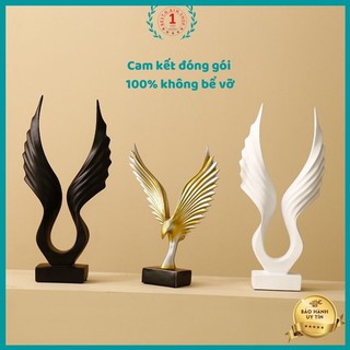 Tượng decor trang trí nhà cửa Hình đôi cánh tung bay chất liệu hỗn hợp gốm và compostie đúc kích thước lớn  độ chi tiết