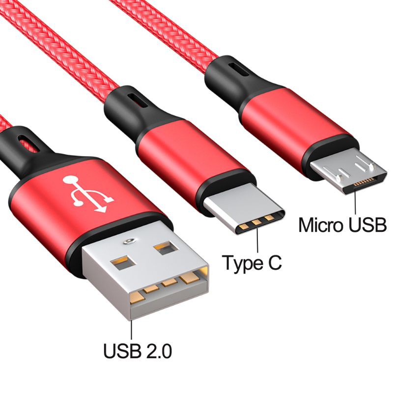 Cáp Sạc Micro Usb Type C 2 Trong 1 Cho Samsung Oneplus Xiaomi Huawei Zte Sony Htc Android 10 Ft