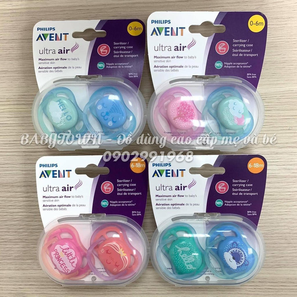 TI NGẬM/TI GIẢ PHILIP AVENT ULTRA AIR/ ULTRA AIR ANIMAL 0-6M, 6-18M ( Set 2 cái)/ ( Vỉ đơn) - CHÍNH HÃNG