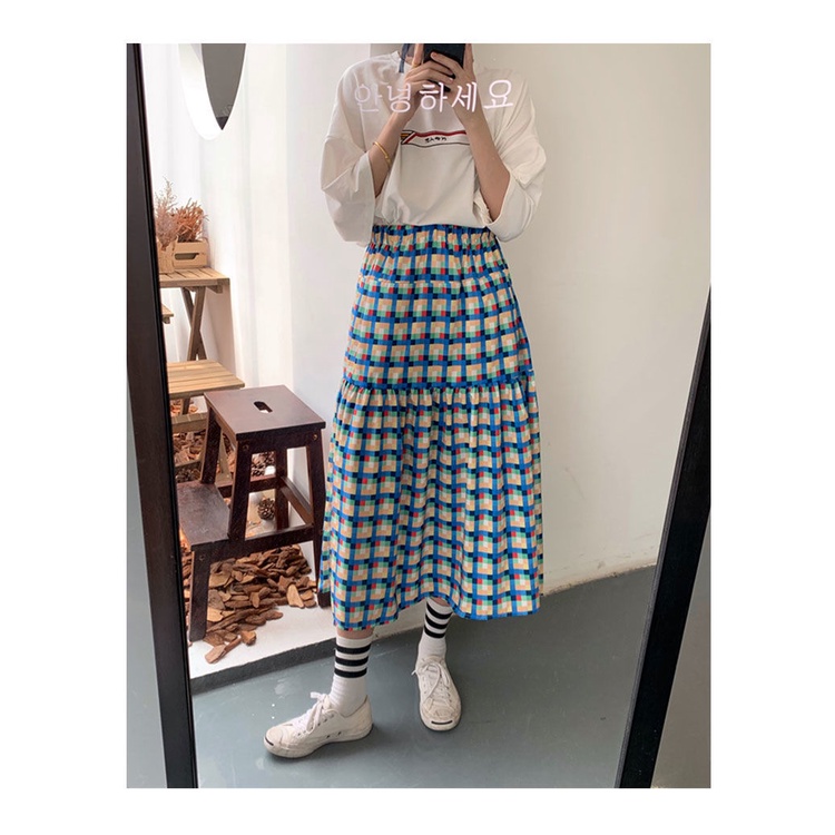 Đầm Hai Dây Dáng Rộng Họa Tiết Sọc Caro Ngọt Ngào Cho Nữ