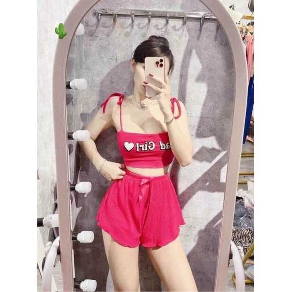 Sét áo 4 dây  + quần kiểu in chữ  BadGirl