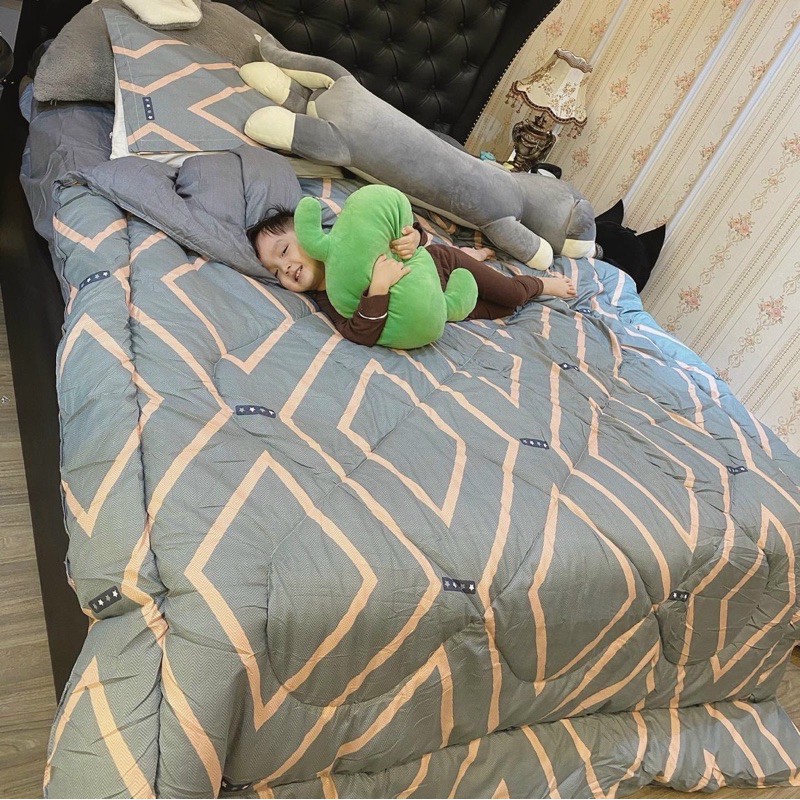 BỘ Ga gối và Chăn Phao dày  Cotton Poly Nhập Khẩu( Ảnh thật và video)