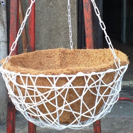 Bộ Chậu Xích Treo, Chậu Treo Xơ Dừa, Chậu Được Làm Bằng Sắt Bên Trong Chậu Lót Xơ Dừa (Kích Thước: Fi30 - 25 - 19Cm)