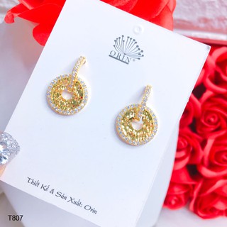 Bông tai nữ hình tròn đính đá thiết kế cao cấp Orin T807