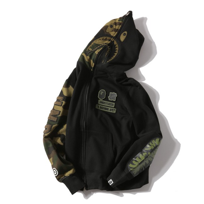 New Bape Undefeated Shark Camouflage Hoodie Coat Men Women Sweater Black Color