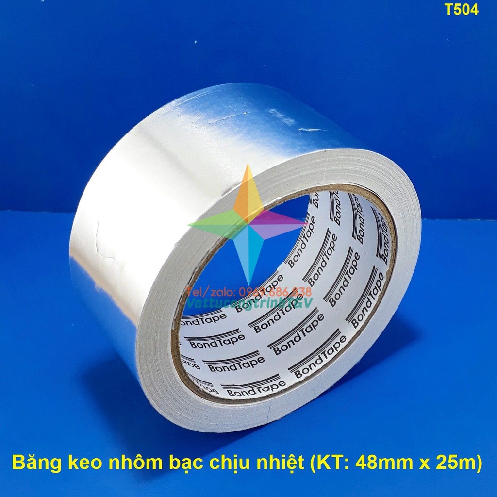 Cuộn băng keo nhôm chịu nhiệt KT 48mm x 25 m x 50 mic