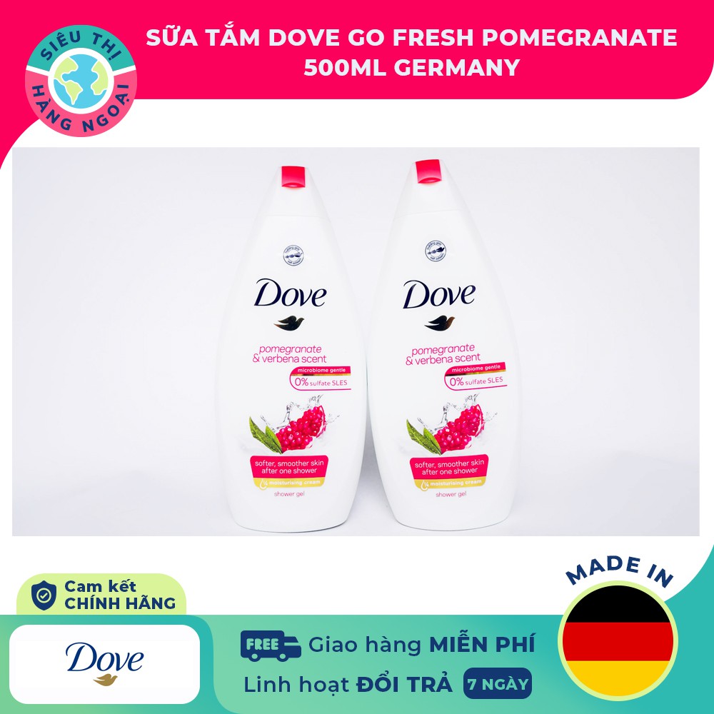 Sữa tắm Dove go fresh pomegranate body wash 500ml- Chai [Made in Germany]