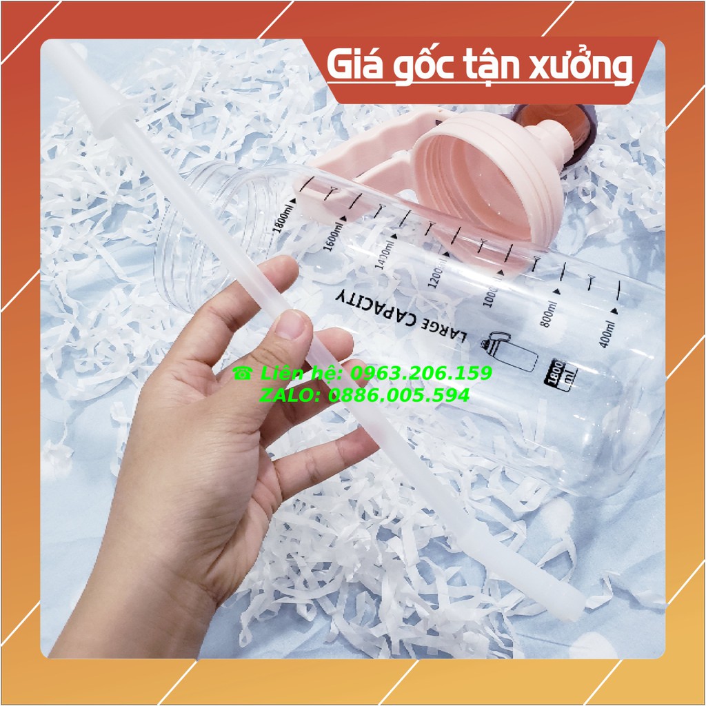 [HOT] Bình nước có quai xách, ống hút BIG size 2000ml
