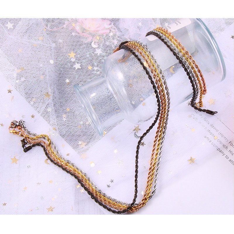 Dây chuyền nữ không mặt chuỗi xoắn 3 bằng titan không đen vĩnh viễn - DCTT22012-2