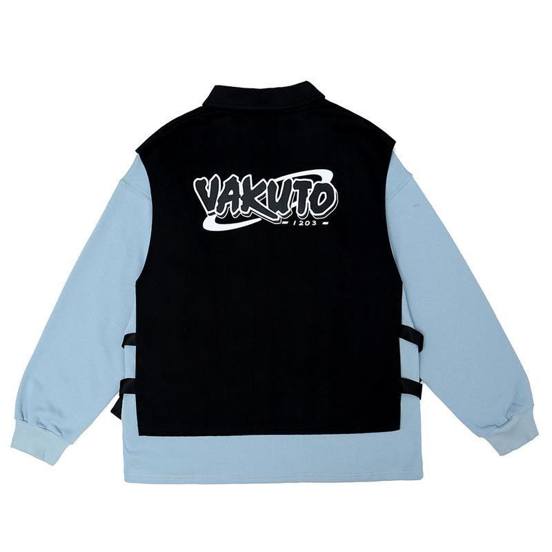 Áo Sweater Tay Dài Giả Hai Lớp Dáng Rộng In Chữ Phong Cách Đường Phố Cá Tính Cho Nam Nữ