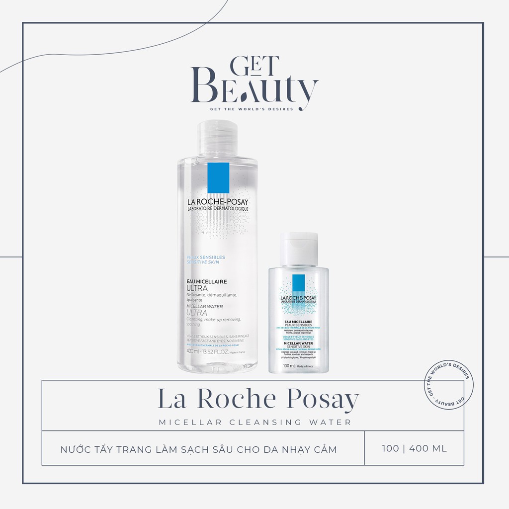 NƯỚC LÀM SẠCH SÂU VÀ TẨY TRANG CHO DA NHẠY CẢM LA ROCHE-POSAY MICELLAR WATER ULTRA SENSITIVE SKIN 100ML | 400ML (TRẮNG)
