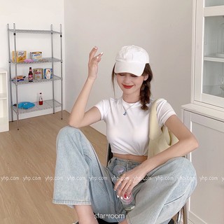 Áo phông crop top trơn #9551 Freesize (ĐEN / VÀNG / TRẮNG)