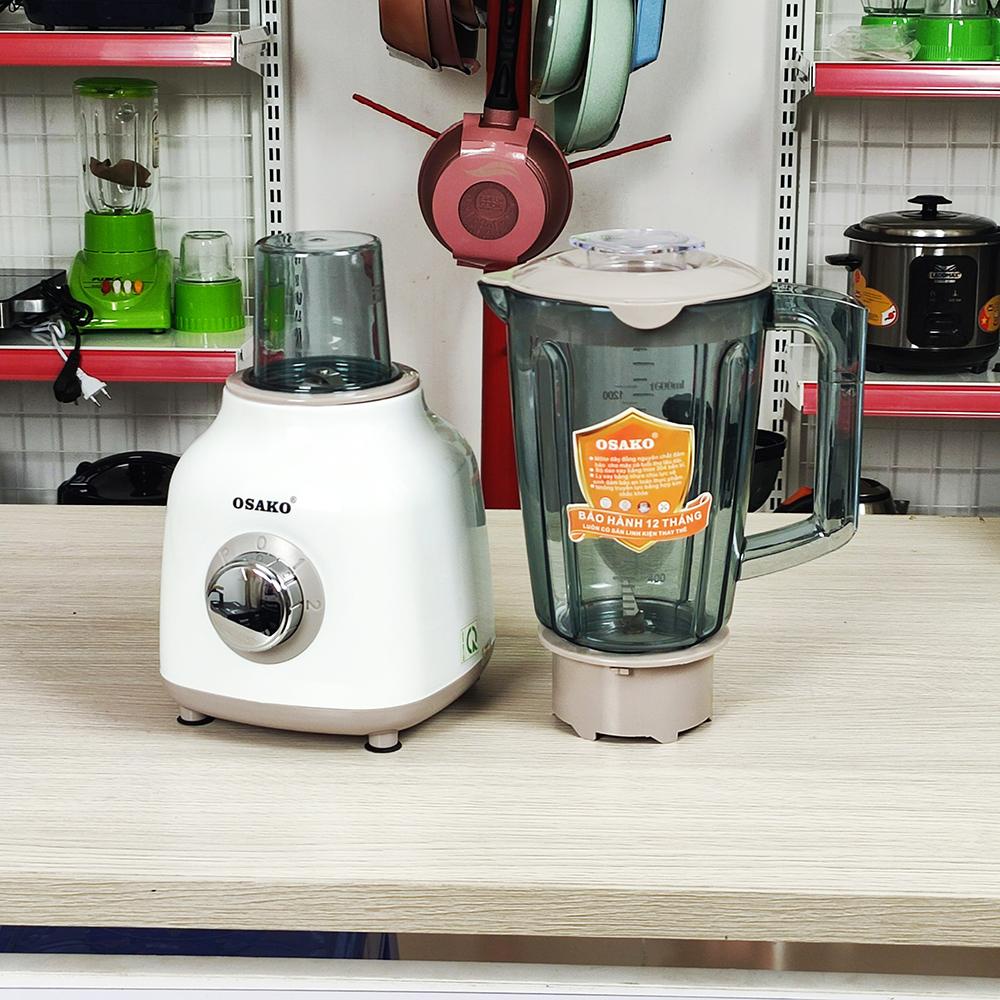 Máy xay sinh tố 400W Osako ST-02 động cơ đồng 100%, cối nhựa 1.5L xay sinh tố kèm cối xay gia vị