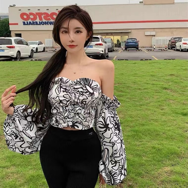 Áo Ngắn Trễ Vai Phong Cách Retro Thời Trang Mùa Hè Quyến Rũ Cho Nữ