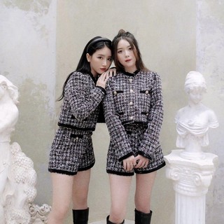 Áo set tweed đen tingoan MABEL JACKET/BL