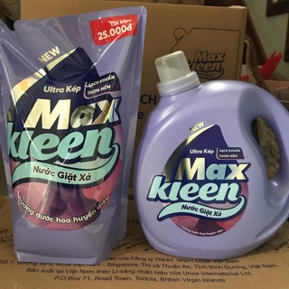 Combo Nước giặt xả Maxkleen chai 2,4kg túi 2,4kg