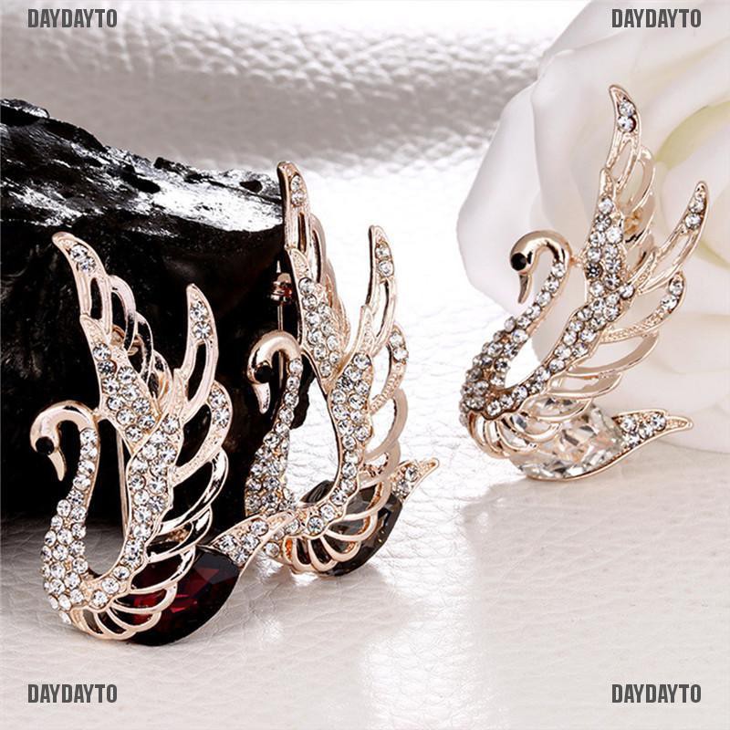 Ghim Cài Áo Hình Thiên Nga Đính Đá Pha Lê