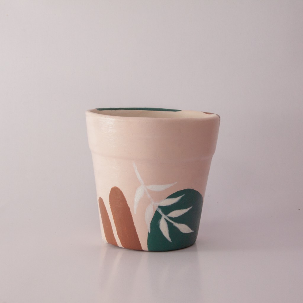Chậu Trồng Cây 🔷 Họa Tiết Song Lá 🔷 Chậu Vẽ Màu ACRYLIC An Toàn - Dùng Trồng Cây Mini , Trang Trí Nhà Cửa