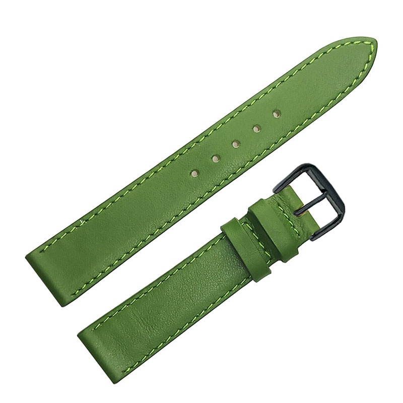 {Cam/ Xanh Lá} Dây da đồng hồ nam nữ DA BÒ THẬT 2 LỚP MỎNG, SIÊU DẺO BO-03 KHÓA CÀI size 12 - 14-16-18 - 20mm