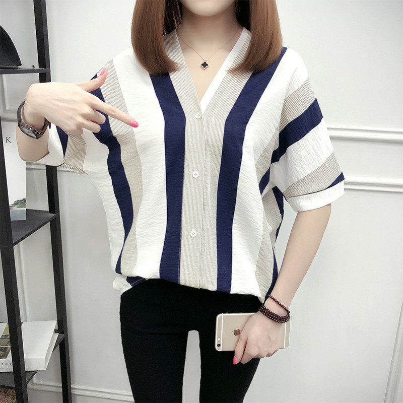 Áo Thun Nữ Tay Ngắn Sọc Ngang