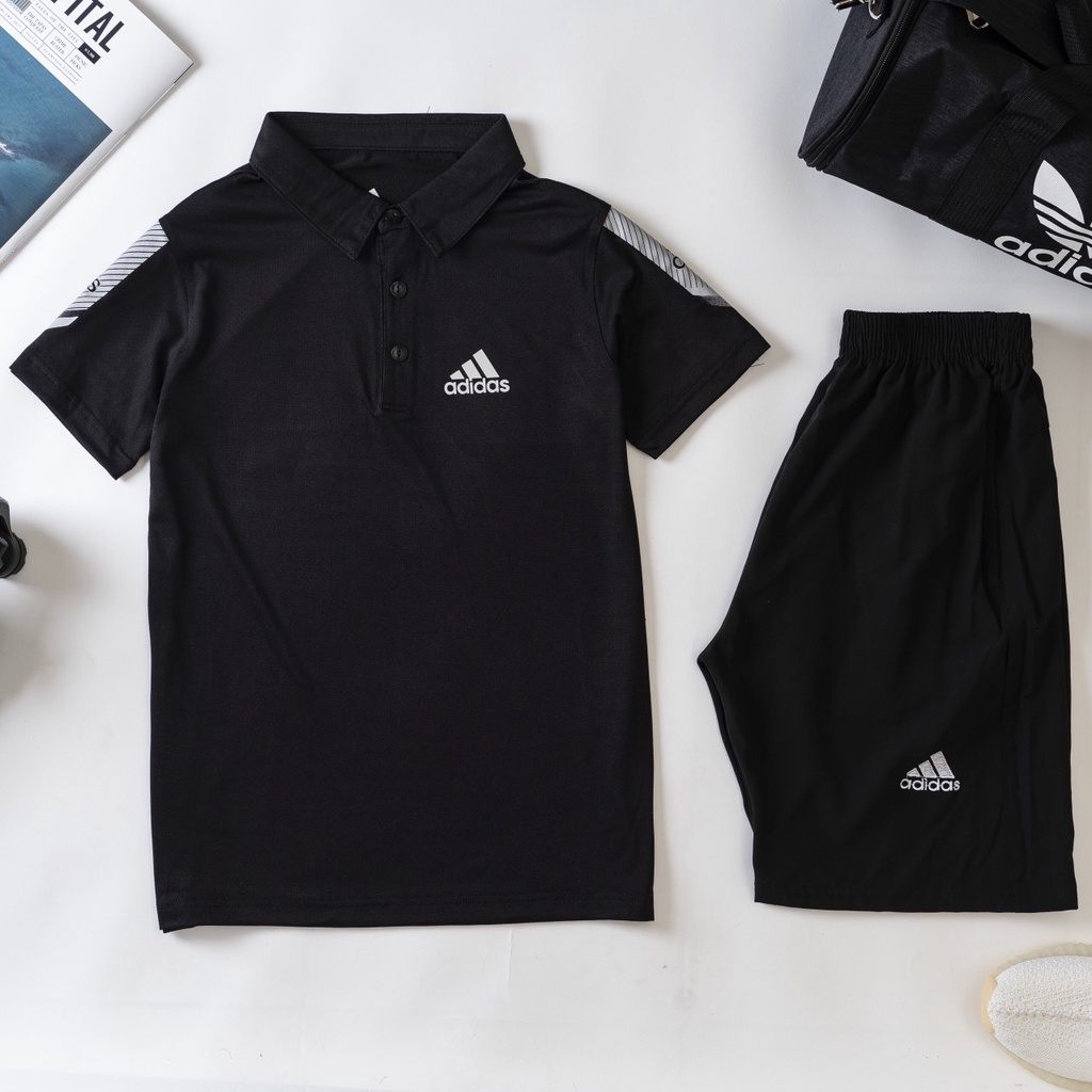 Bộ Nam Hè Thê Thao adidas Mẫu mới cổ bẻ,co dãn tốt, thông thoáng lịch sự