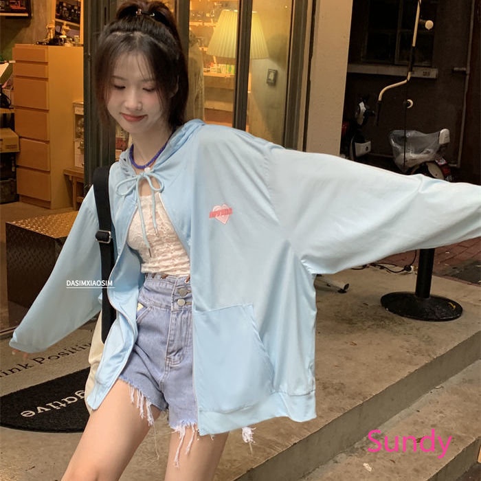 Áo Hoodie Tay Dài Dáng Rộng Có Khóa Kéo In Họa Tiết Thời Trang Mùa Thu Cho Nữ