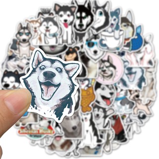 Set 10 / 25 / 50 Miếng Dán Trang Trí Hình Chó Husky Đáng Yêu