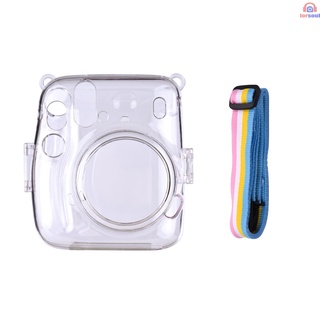 Vỏ Bảo Vệ Trong Suốt Có Dây Đeo Cầu Vồng Cho Máy Ảnh Fujifilm Instax Mini 11