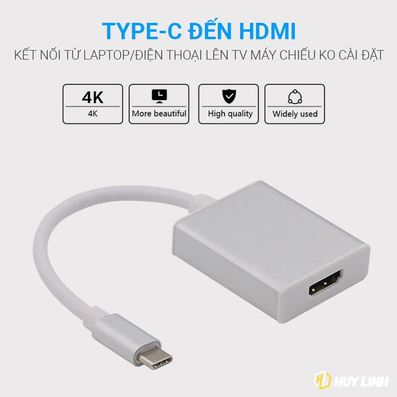 Cáp chuyển đổi tín hiệu từ USB Type C sang cổng HDMI - Hỗ trợ độ phân giải 4k