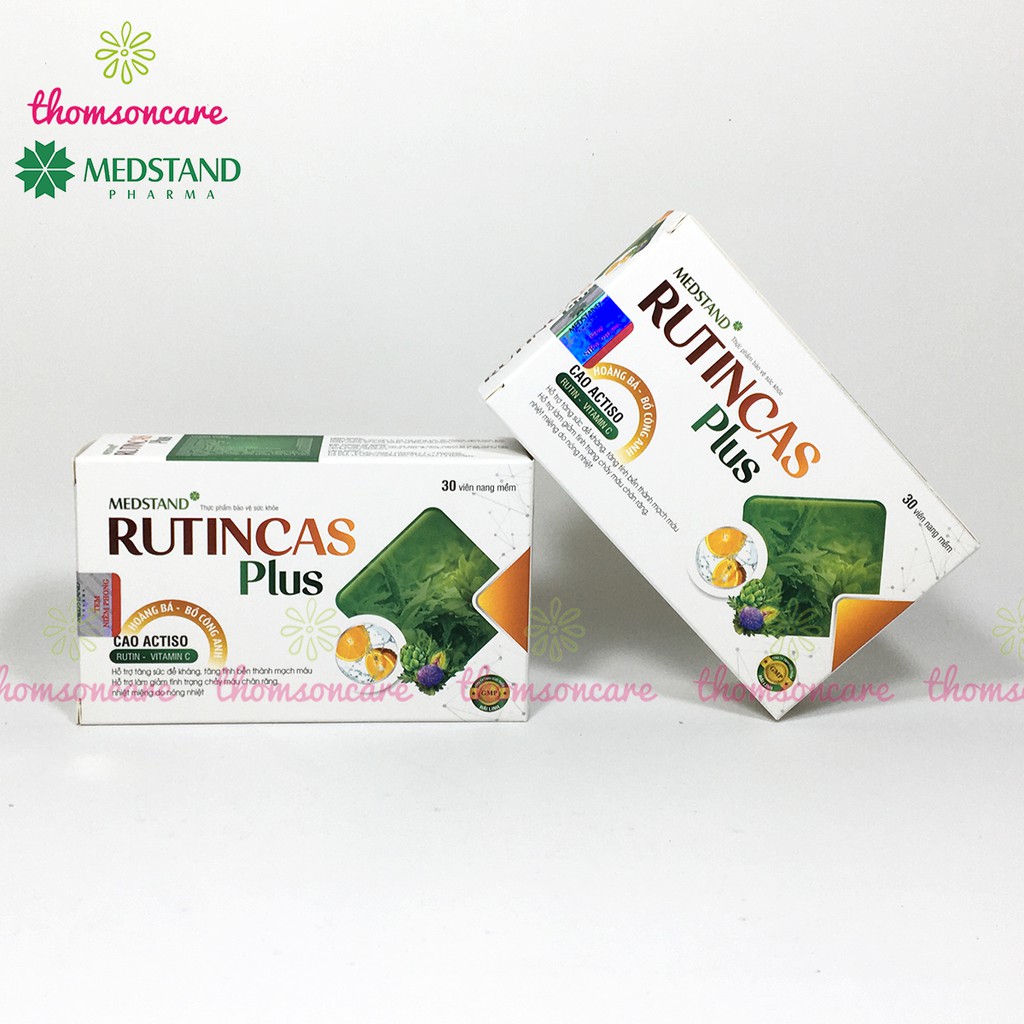 Bổ sung rutin C giảm nhiệt miệng, tăng sức đề kháng Rutincas Plus - Hộp 30 viên có thêm actiso