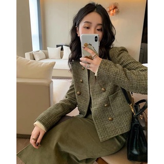 Áo dạ tweed nút đồng