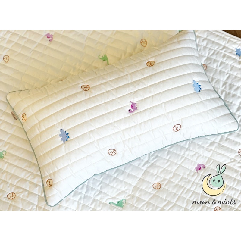Gối nằm chữ nhật kèm ruột 30x50cm cho bé Moon&Mints, vỏ gối chần bông thêu hoạ tiết