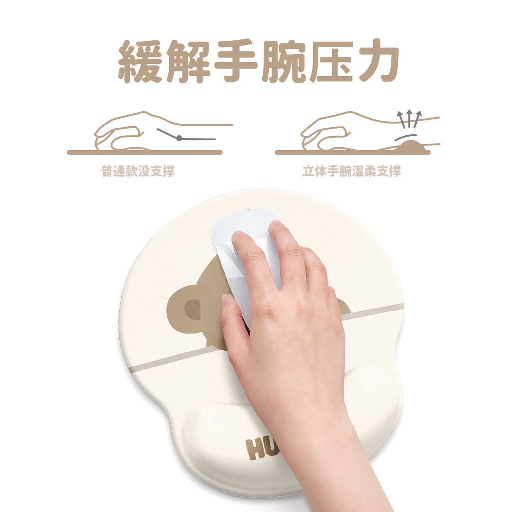 Miếng Lót Chuột Máy Tính Bằng Silicon Dày Mềm Hình Gấu Ôm Cổ Tay