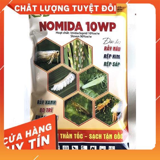 gói xử lý bọ trĩ, bọ rầy, rầy xanh, rầy vàng chích hút Nomida 10WP 100g dùng cho mọi loại cây trồng