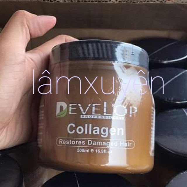 Hấp dầu kem ủ collagen Develop từ Ý chuyên phục hồi tóc khô sơ chẻ ngọn 500ml  Siêu thơm mềm bóng mượt tóc,cải thiện tóc