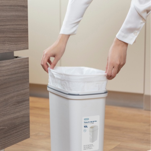 Thùng rác nắp lật 10L (có lõi) , nhựa nguyên sinh, ngăn mùi hôi, kháng khuẩn - Giao màu ngẫu nhiên