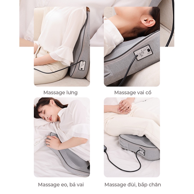 Gối massage toàn thân cao cấp Vispo VP-G21 giúp đấm lưng vai cổ gáy đa năng, bảo hành 12 tháng