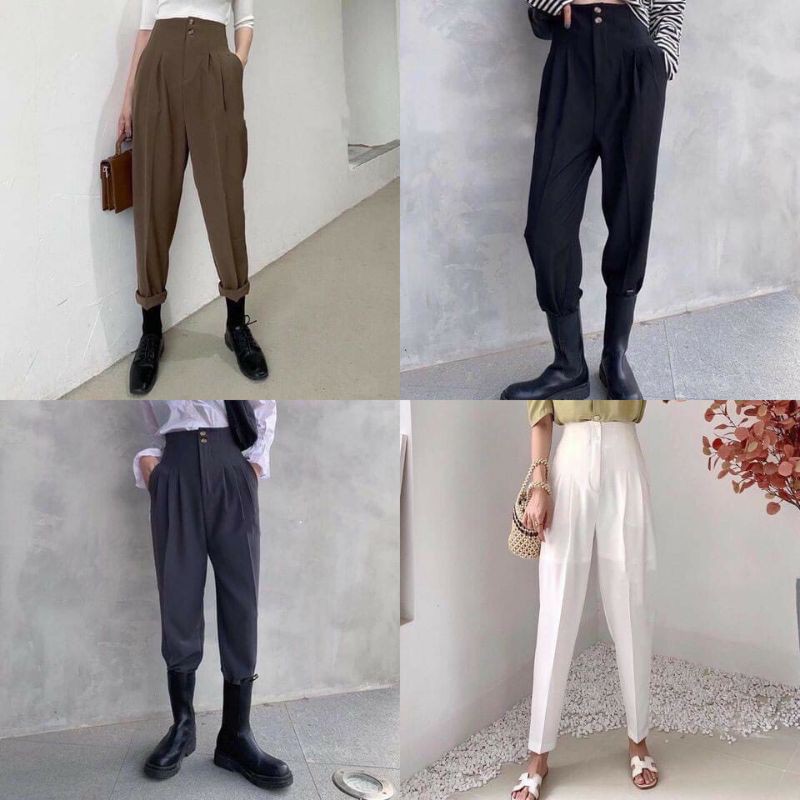 Quần baggy nữ, quần baggy cạp liền 2 cúc m208