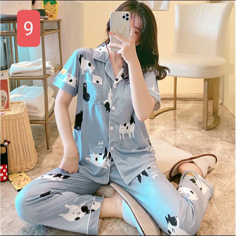 Pijama Cộc Tay Cotton Tơ Sữa Mềm Mịn Thoáng Mát | BigBuy360 - bigbuy360.vn