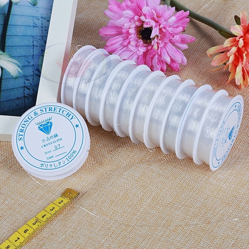 Cuộn dây màu trắng trong suốt co giãn 0.4-1.2mm tiện dụng làm trang sức DIY