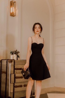 Váy hai dây đen cúp ngực✨ ảnh thật