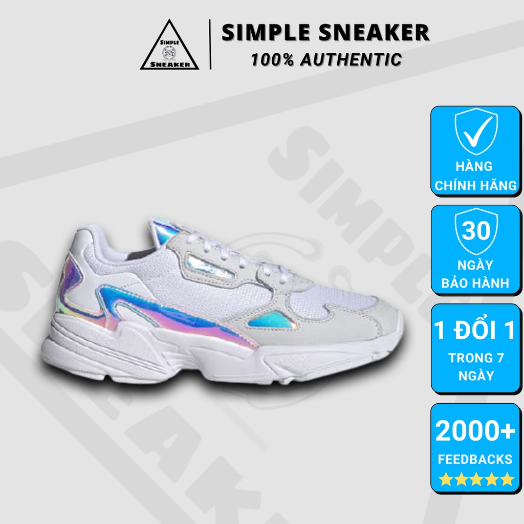 Giày Adidas Falcon Chính Hãng FREESHIP Adidas Falcon Nữ Chuẩn Auth - Giày Falcon White Hologram - Simple Sneaker