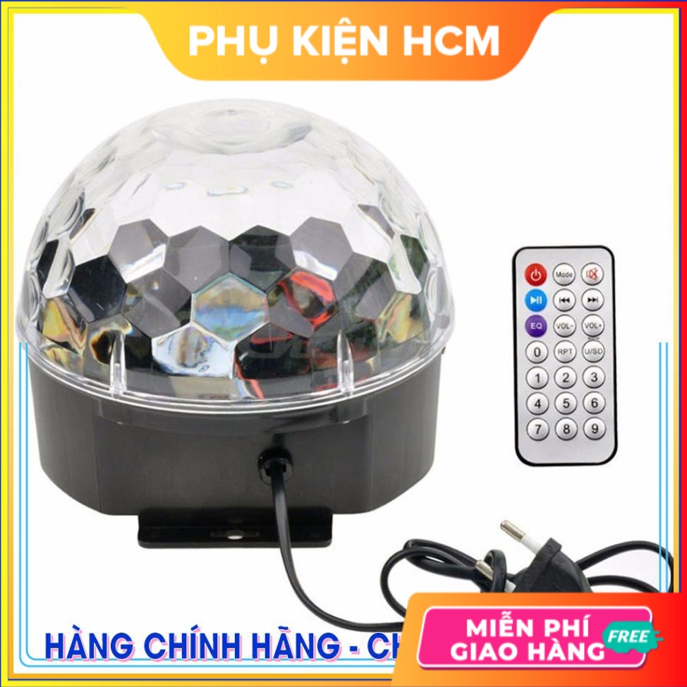 Đèn LED Quả Cầu Cảm Ứng Xoay Pha Lê 7 Màu Nhấp Nháy Theo Nhạc ❣️FREESHIP❣️ - Phụ Kiện HCM