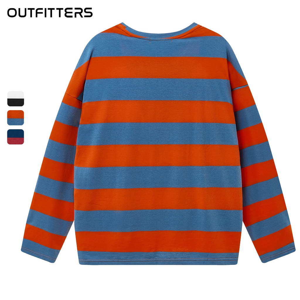 Áo Thun Tay Dài Nữ Nam Sọc Form Rộng [SIGNATURE FULL BOX] Outfitters TDO17 Kẻ 2 Sọc Ngang 100 Cotton 4 Chiều